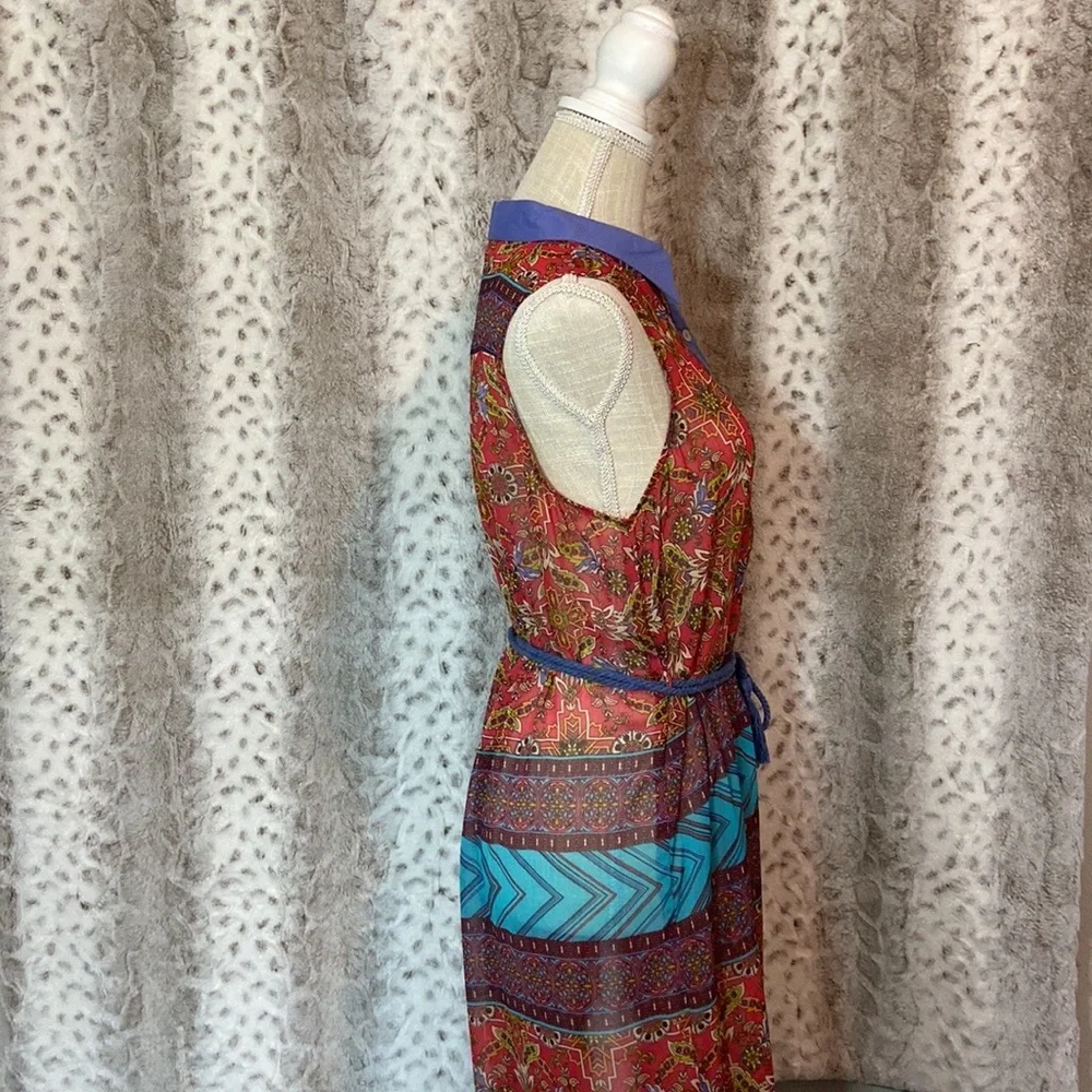 Flying Tomato Red & Blue Patterned Maxi Dress - Picture 12 of 15